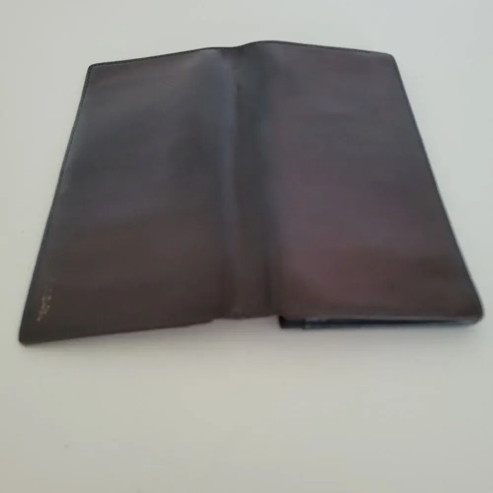 Paul Smith Designer Checkbook Card Bill Holder Wallet Brown Blue Bifold Leather